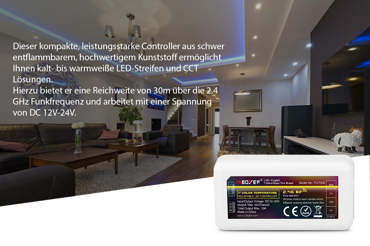 MiBoxer CCT LED Controller 2 Kanal 12/24V Multifunktion LED Strip Panel Steuerung FUT035