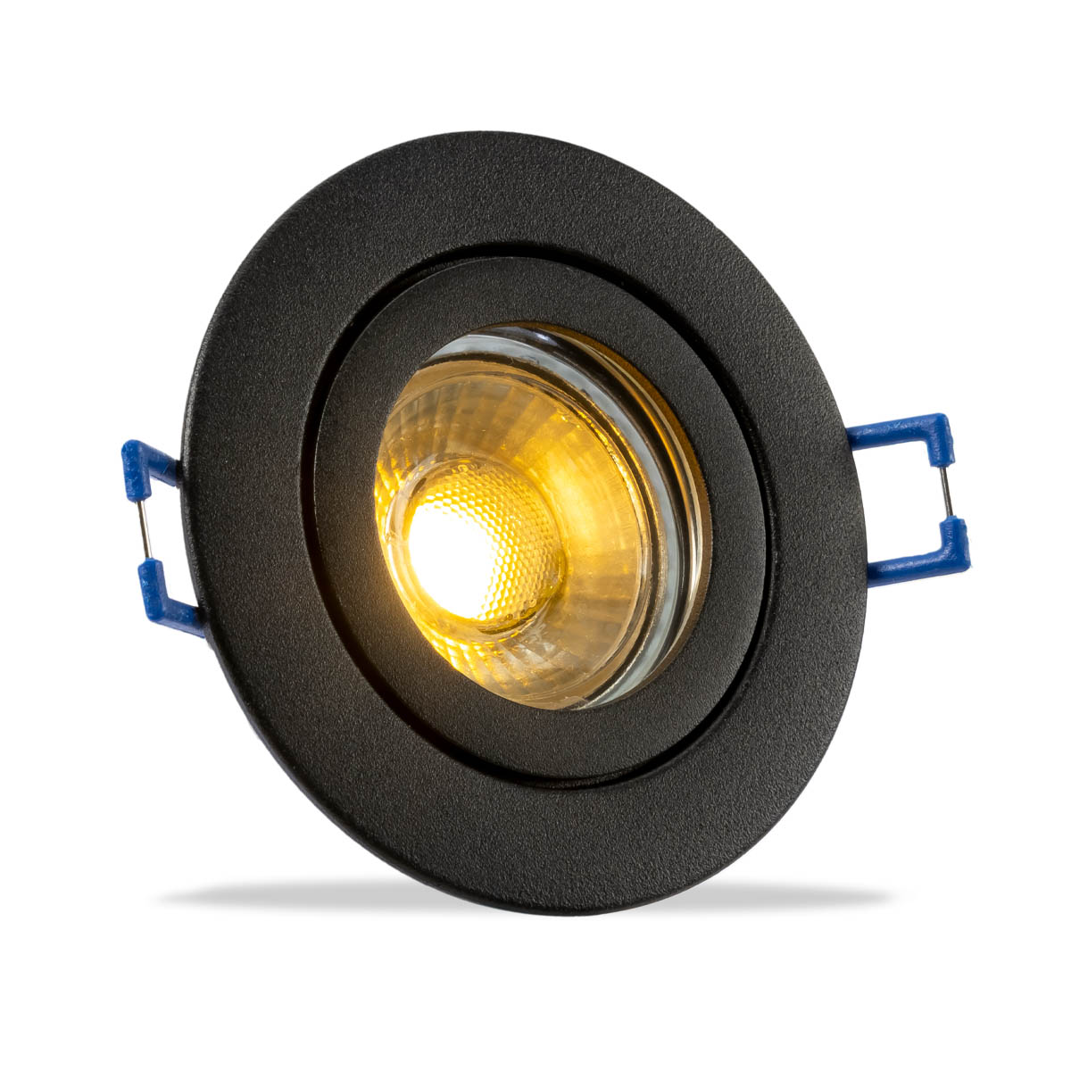Einbauspot IP44 rund - Abdeckring: schwarz - LED Leuchtmittel:  GU10 5W warmweiß