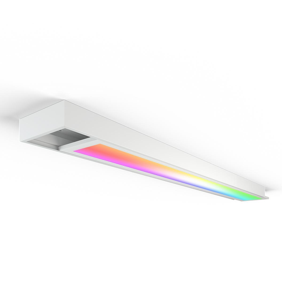 RGB+CCT LED Panel 120x15cm inkl. MiBoxer Smarthomesteuerung 24W 24V Rahmen weiß - Panelmontage:  Aufbaurahmen Click weiß