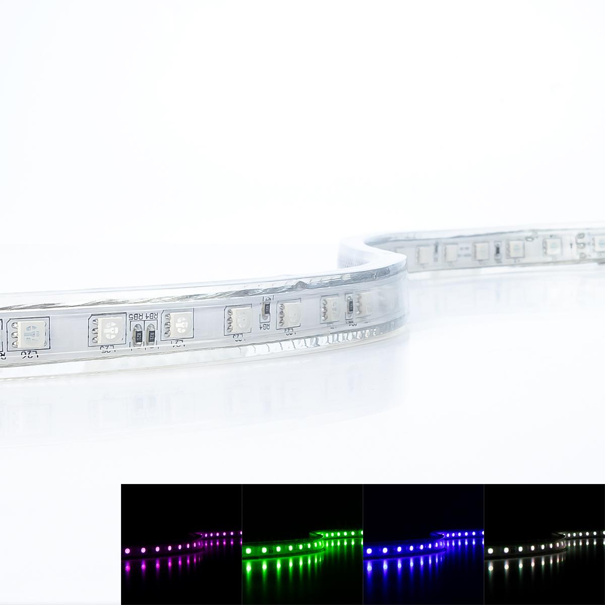 HighVoltage RGB 230V LED Streifen 15M 8W/m 60LED/m 14mm IP44 Farbwechsel