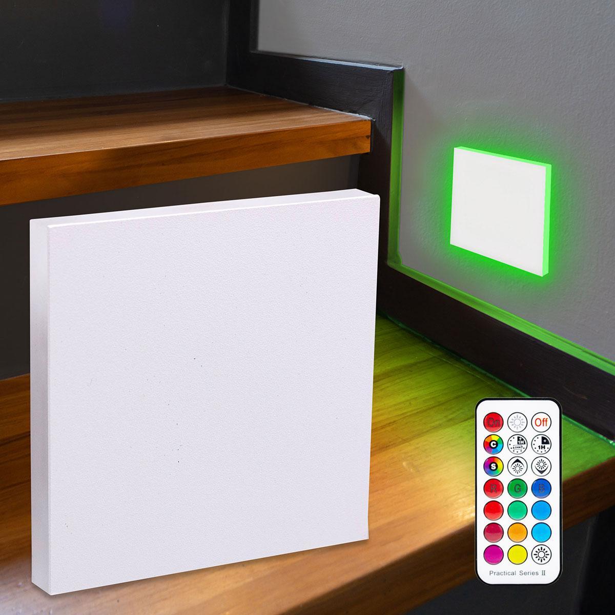 LED Treppenleuchte eckig weiß - Lichtfarbe: RGB Warmweiß 3W - Lichtaustritt: Linea