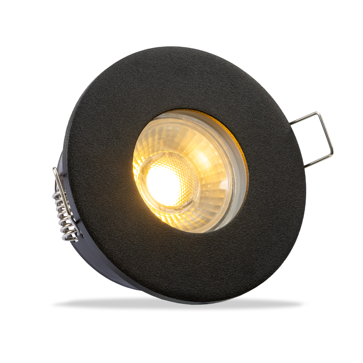 Einbauspot IP65 rund - Abdeckring: schwarz - LED Leuchtmittel:  GU10 5W warmweiß