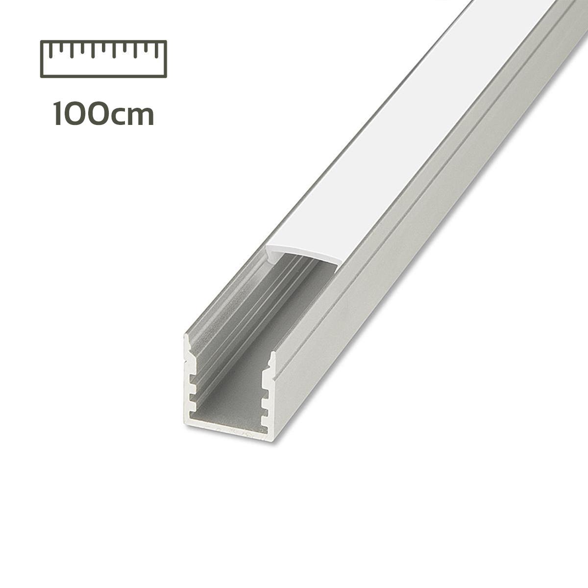 LED Aufbau U-Profil eloxiert 14 x 15mm opal - Länge: 100cm