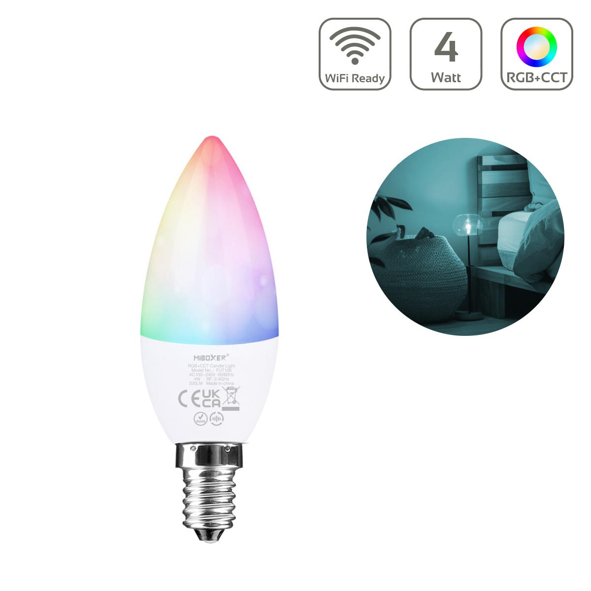 MiBoxer RGB+CCT Lampe 4W E14 | 2.4GHz WiFi ready | FUT108