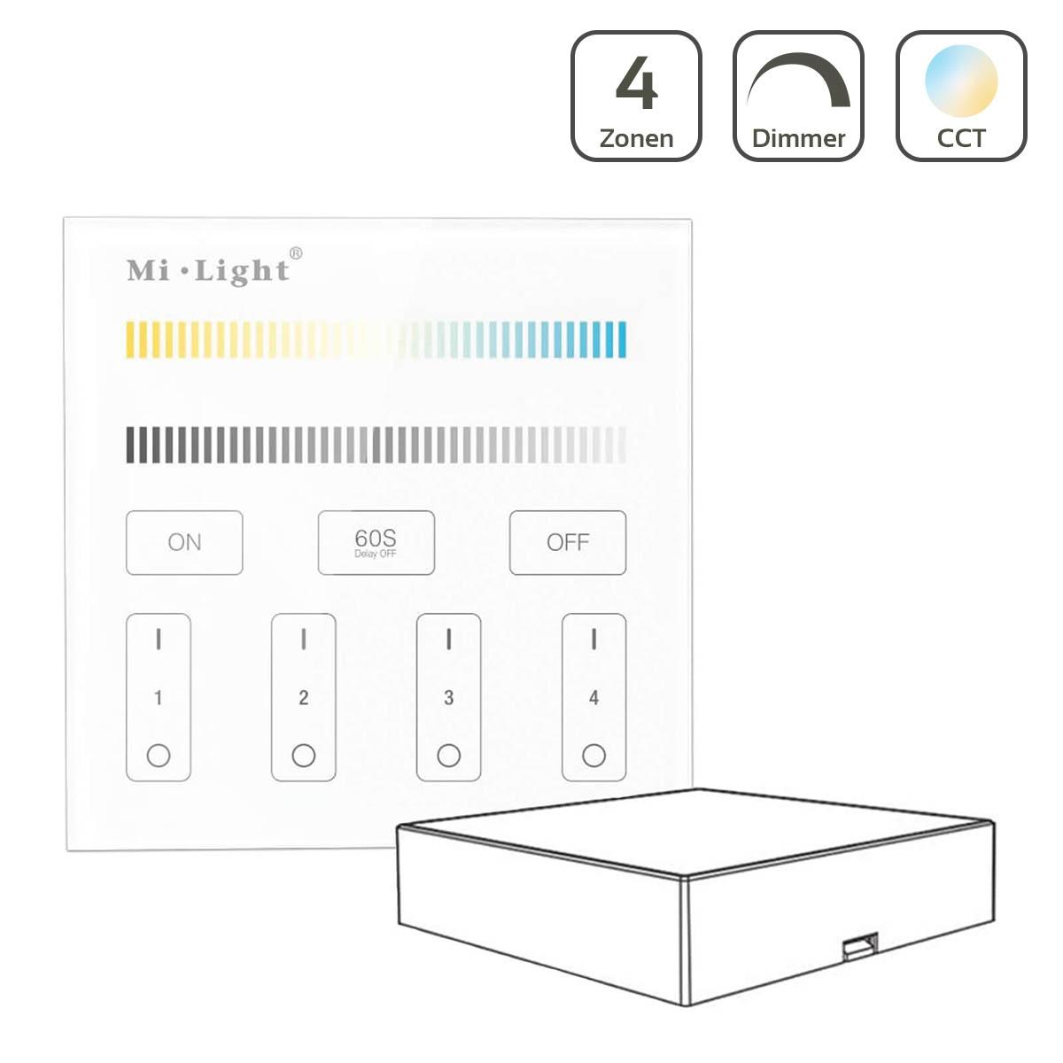 MiBoxer CCT Wandschalter 4 Zonen Aufbau Dimmen Schalten Farbsteuerung batteriebetrieben B2