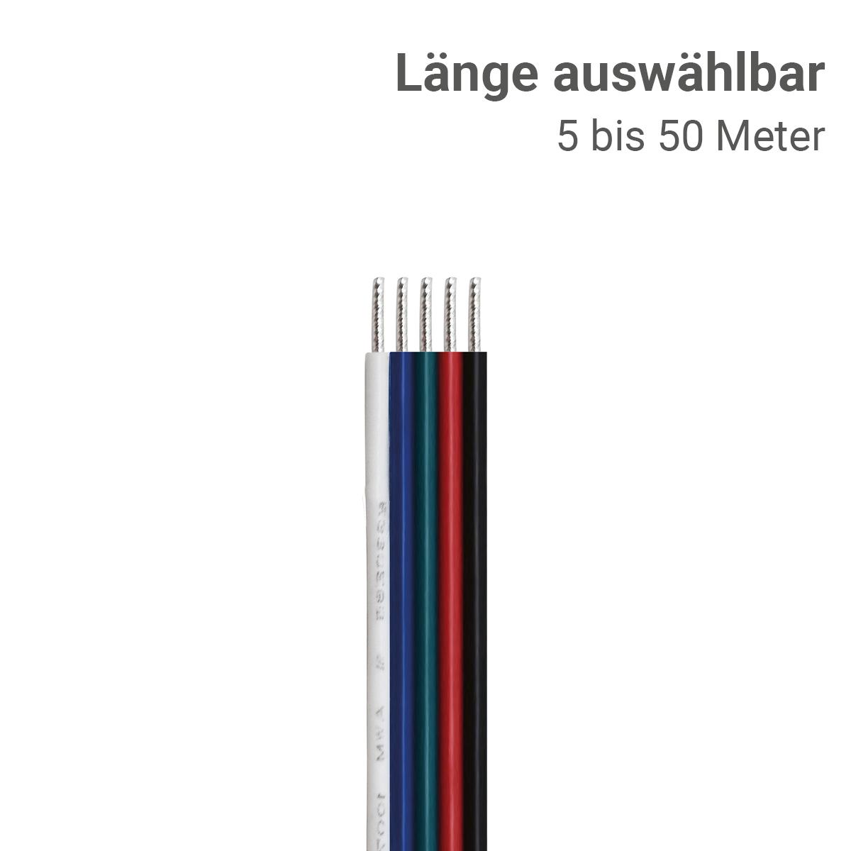 LED Kabel RGBW 5-polig - Querschnitt: 5x0,75mm² / AWG18 - Länge: 7,5m