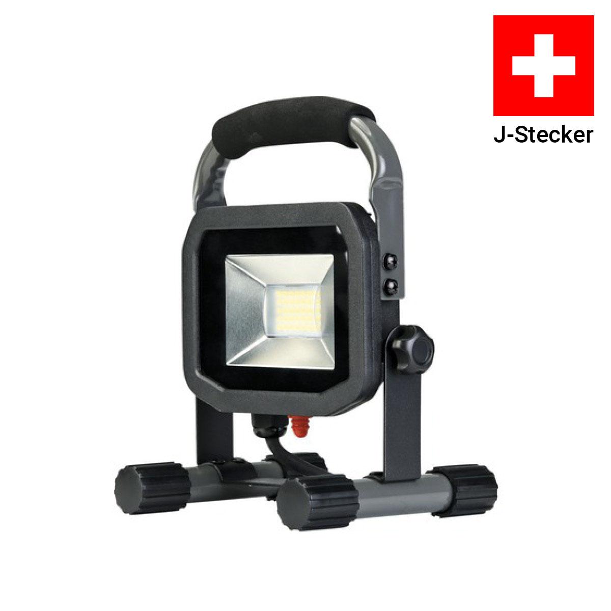Luceco LED Strahler IP65 15W 1200lm Schweizer J-Stecker 5000K kaltweiß schwarz/grau