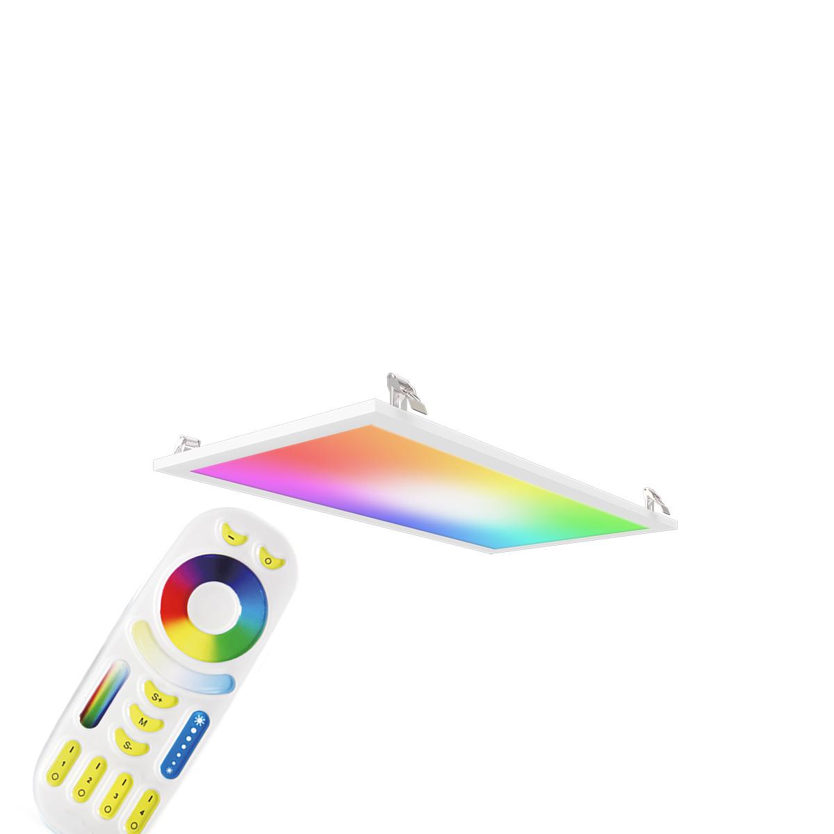 RGB+CCT LED Panel 60x30cm inkl. MiBoxer Smarthomesteuerung 24W 24V Rahmen weiß - Panelmontage:  Deckenhalterung Clips