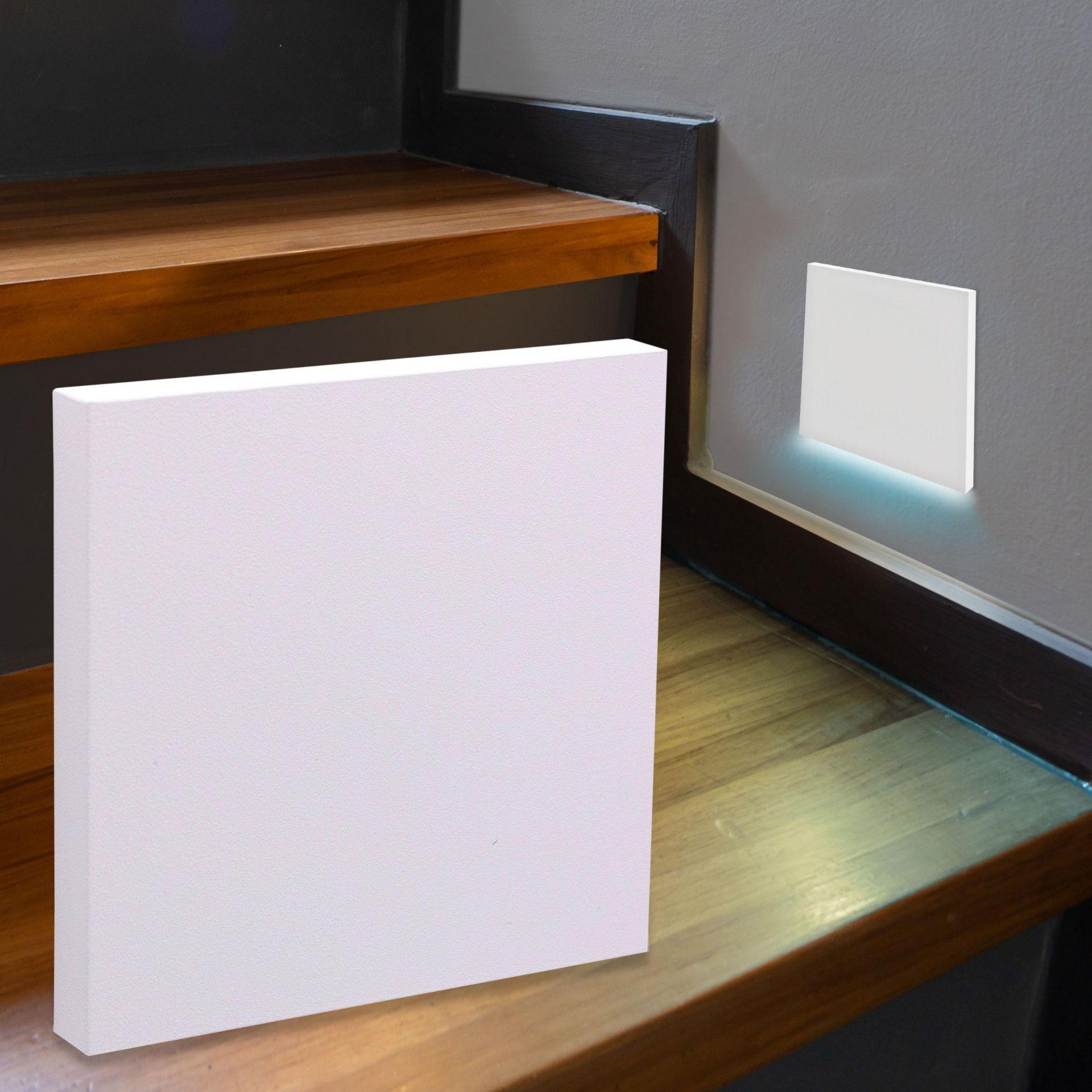 LED Treppenleuchte eckig weiß - Lichtfarbe: Kaltweiß 1,5W - Lichtaustritt: Kato