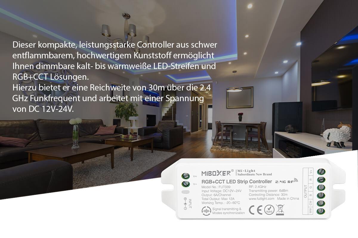 MiBoxer RGB+CCT DMX LED Controller 5 Kanal 12/24V Multifunktion LED Strip Panel Steuerung FUT039M
