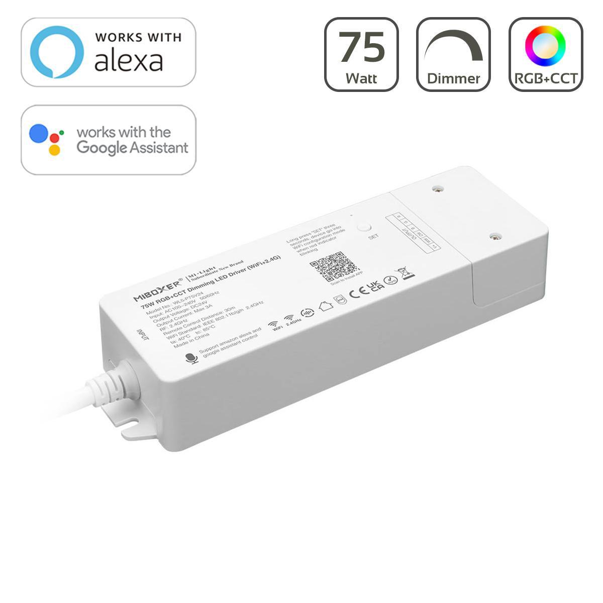 MIBoxer RGB+CCT Smart WiFi Controller Netzteil 75W Tuya Alexa Google Steuerung WL5-P75V24