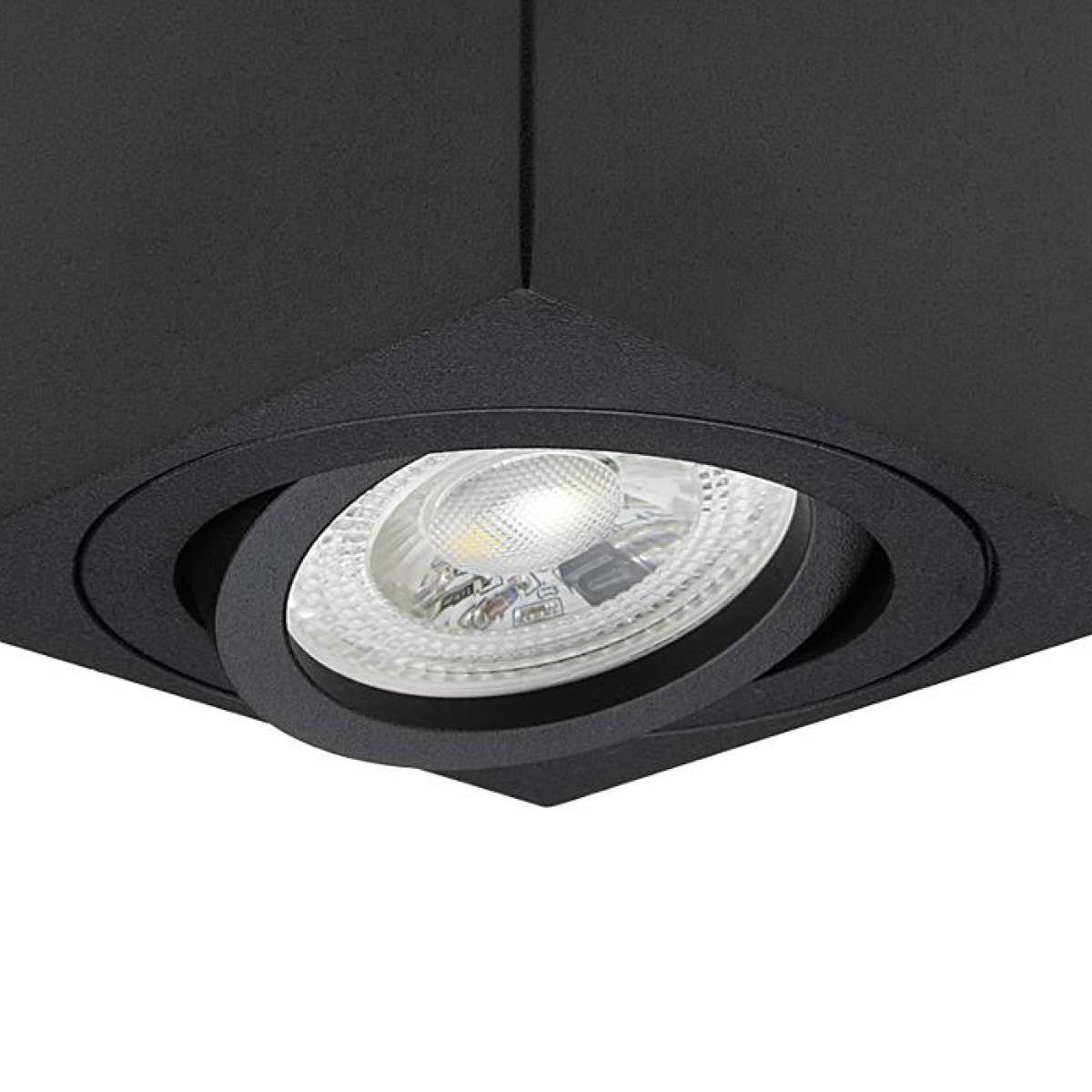 Eckiger Aufbaustrahler schwarz schwenkbar Deckenbeleuchtung - LED Leuchtmittel:  GU10 3W RGBW 230V dimmbar 60°