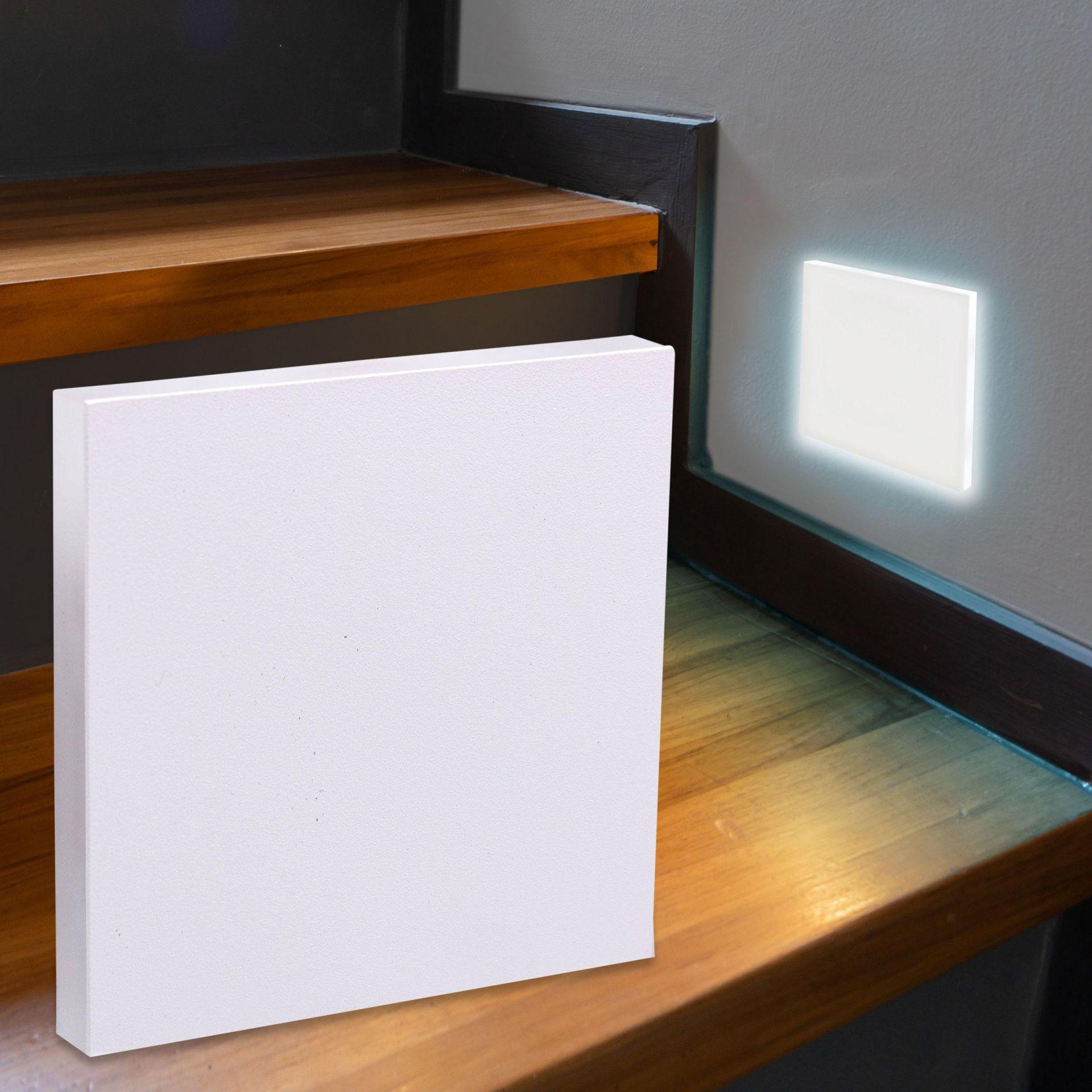 LED Treppenleuchte eckig weiß - Lichtfarbe: Kaltweiß 1,5W - Lichtaustritt: Linea